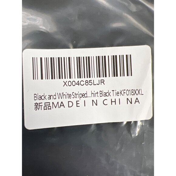 Black & White Striped Suit XXL With Shirt & Tie Two-Piece Set Button-Up Jacket E - Picture 3 of 11